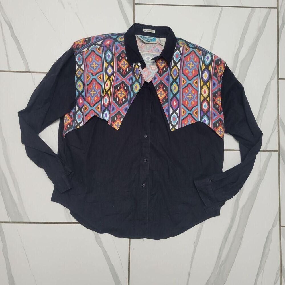 Vintage 90s Western Shirt Cowboy Halloween Costume Southwestern Rodeo